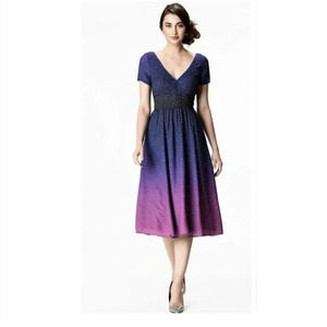 Eshakti Wayward Fancies Ombre Star Surplice Dress Midi Crepe Purple Small